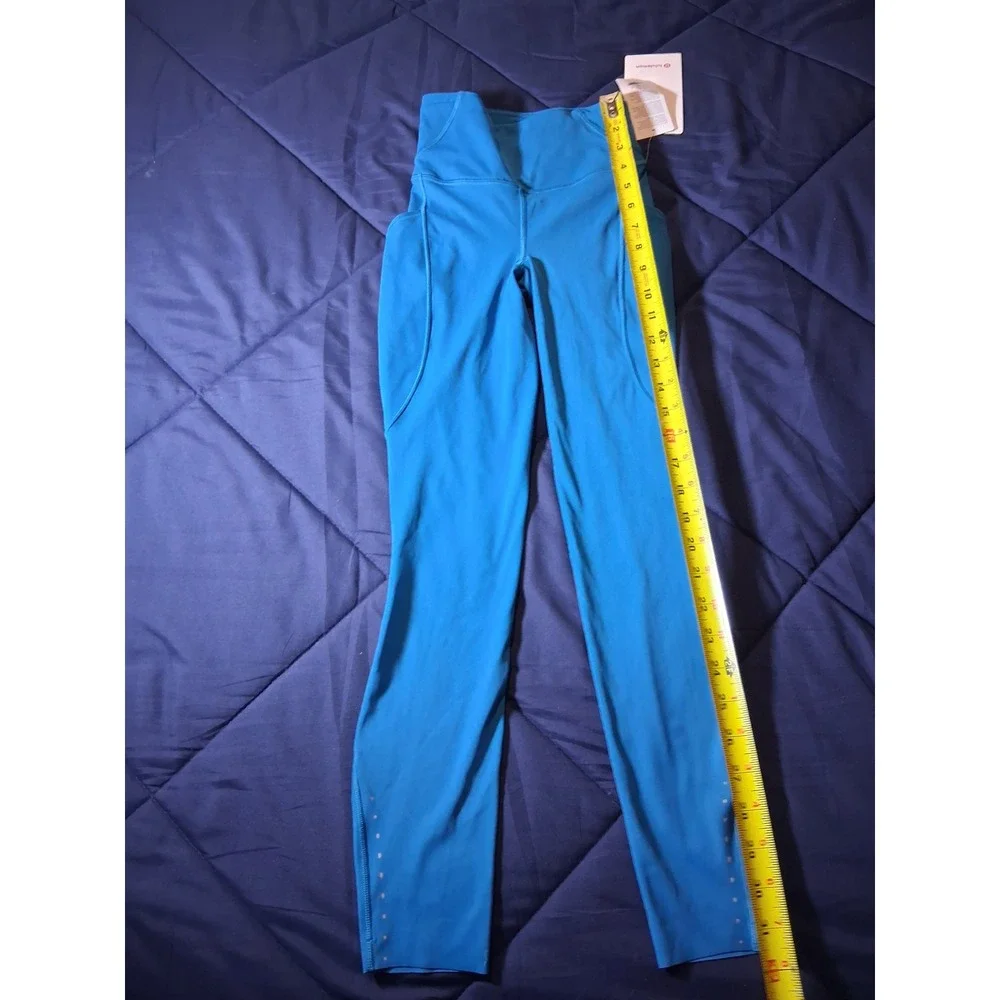Lululemon Fast and Free HR Tight 25 Pockets Hawaiian Blue HWIB Size 0 LW5FARS